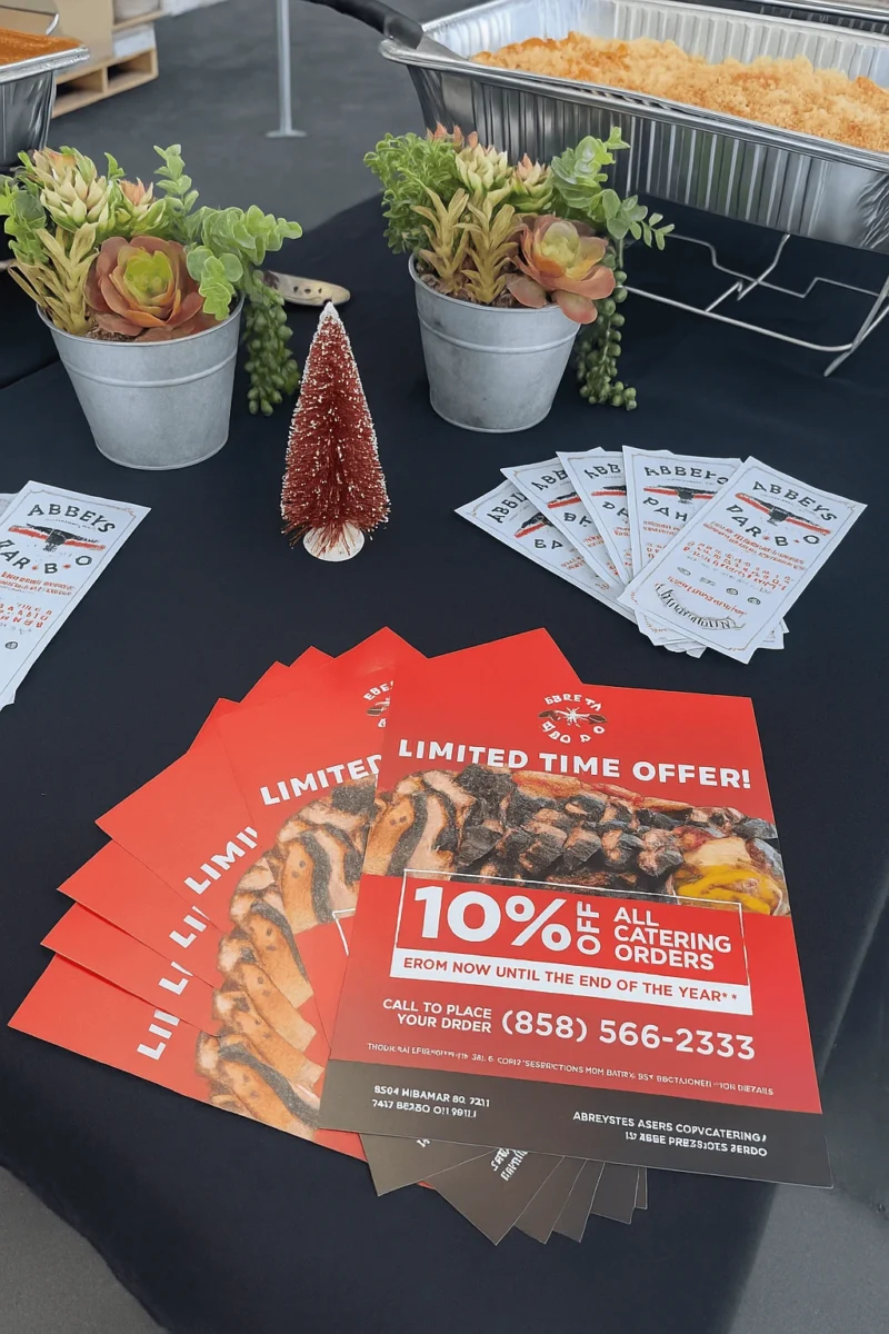 Abbey’s Real Texas BBQ catering a wedding in San Diego with authentic Texas-style brisket, ribs, and sides.